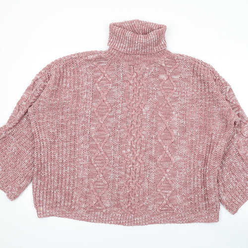Very Womens Pink Roll Neck Acrylic Pullover Jumper Size 14