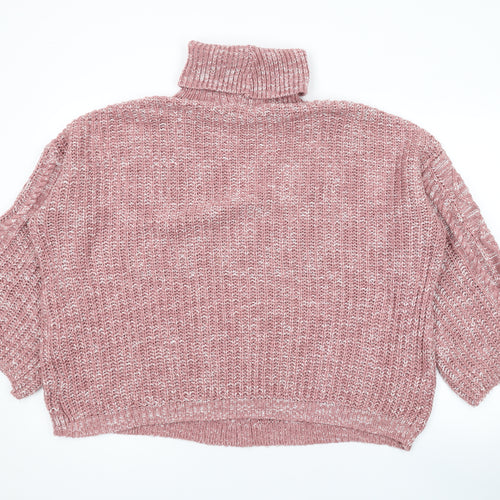 Very Womens Pink Roll Neck Acrylic Pullover Jumper Size 14