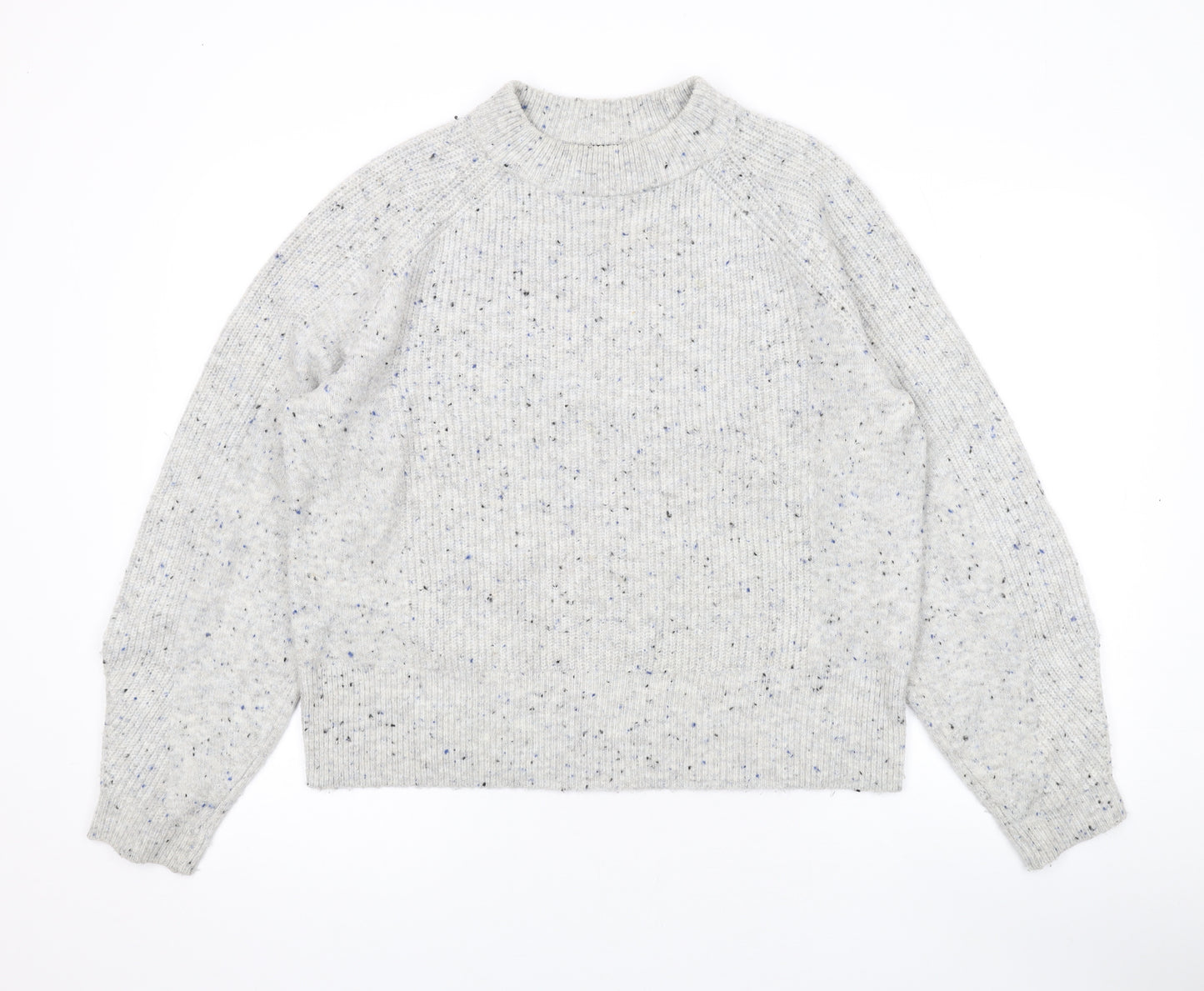 Marks and Spencer Womens Grey Mock Neck Acrylic Pullover Jumper Size M