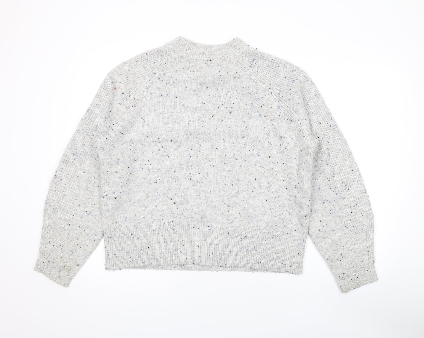 Marks and Spencer Womens Grey Mock Neck Acrylic Pullover Jumper Size M