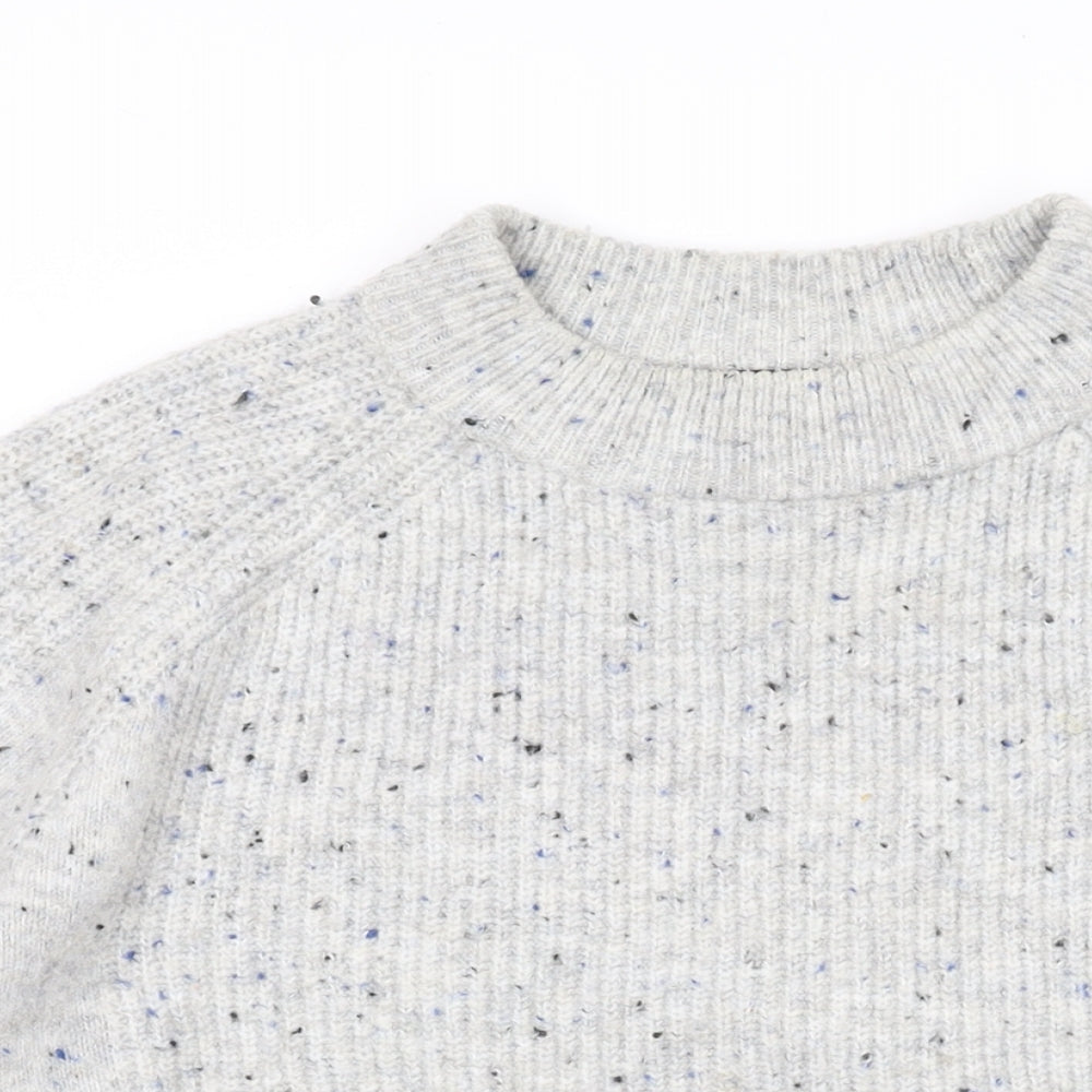 Marks and Spencer Womens Grey Mock Neck Acrylic Pullover Jumper Size M