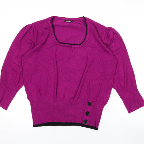 Roman Womens Purple Scoop Neck Viscose Pullover Jumper Size 16
