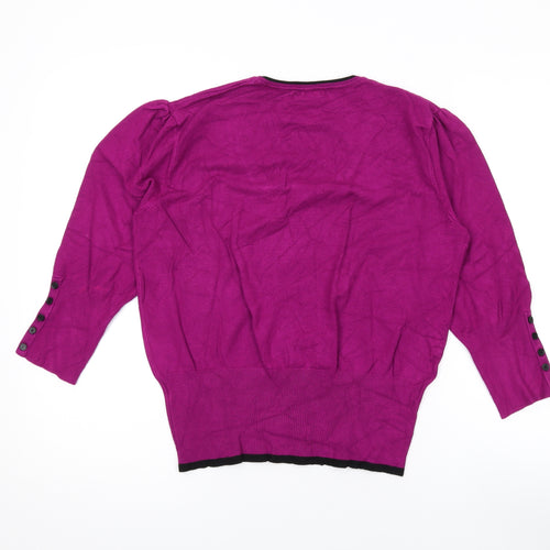 Roman Womens Purple Scoop Neck Viscose Pullover Jumper Size 16