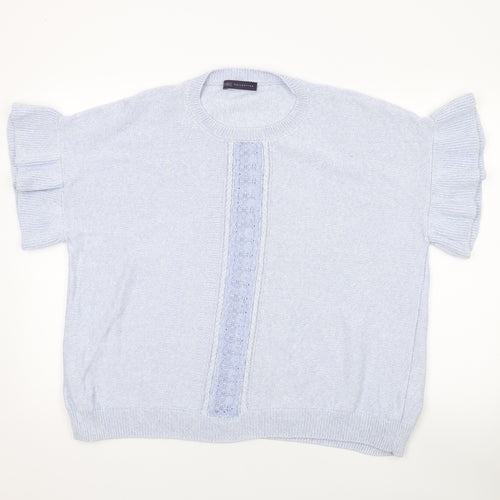 Marks and Spencer Womens Blue Scoop Neck Polyester Pullover Jumper Size XL
