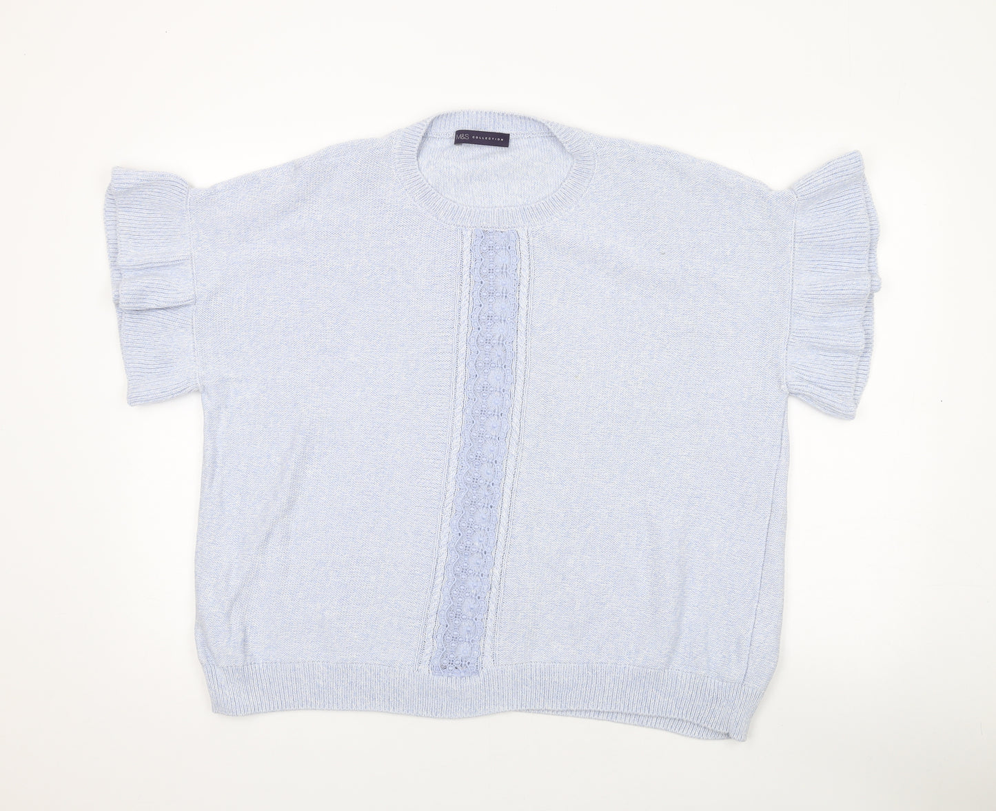 Marks and Spencer Womens Blue Scoop Neck Polyester Pullover Jumper Size XL