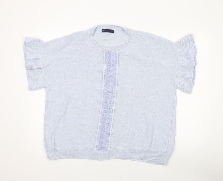 Marks and Spencer Womens Blue Scoop Neck Polyester Pullover Jumper Size XL