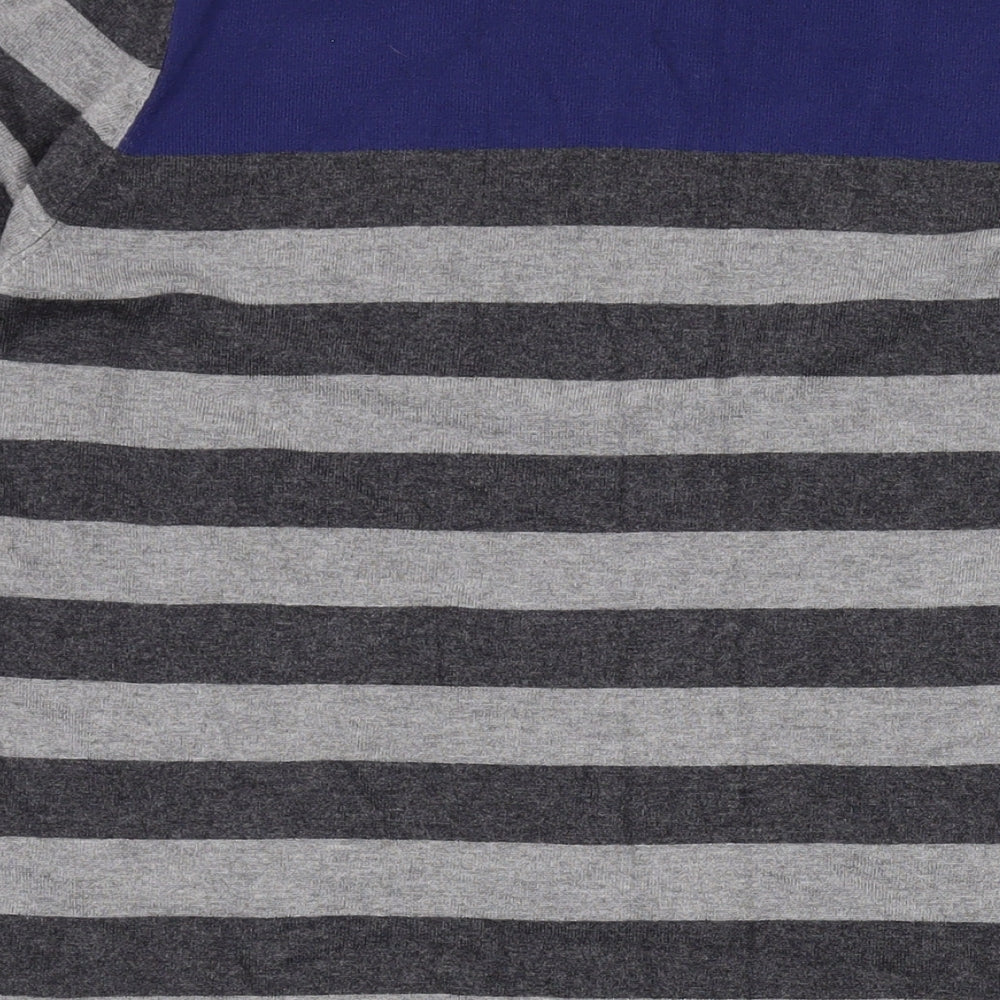 Marks and Spencer Womens Grey Round Neck Striped Viscose Pullover Jumper Size 22