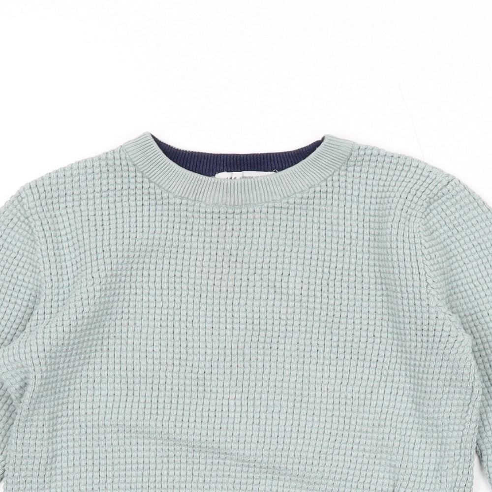 H&M Boys Green Round Neck Cotton Pullover Jumper Size 2-3 Years Pullover