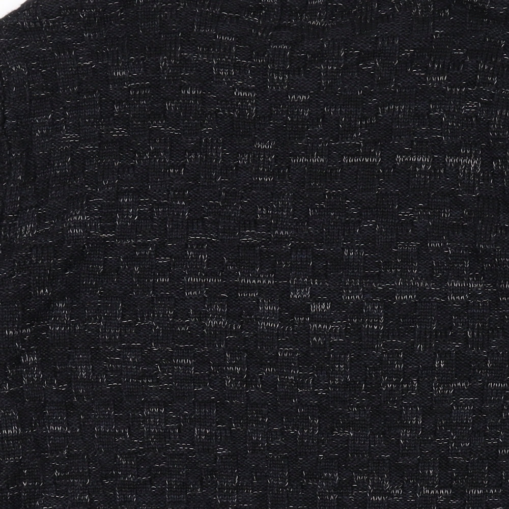 Zara Mens Black Round Neck Acrylic Pullover Jumper Size M Long Sleeve