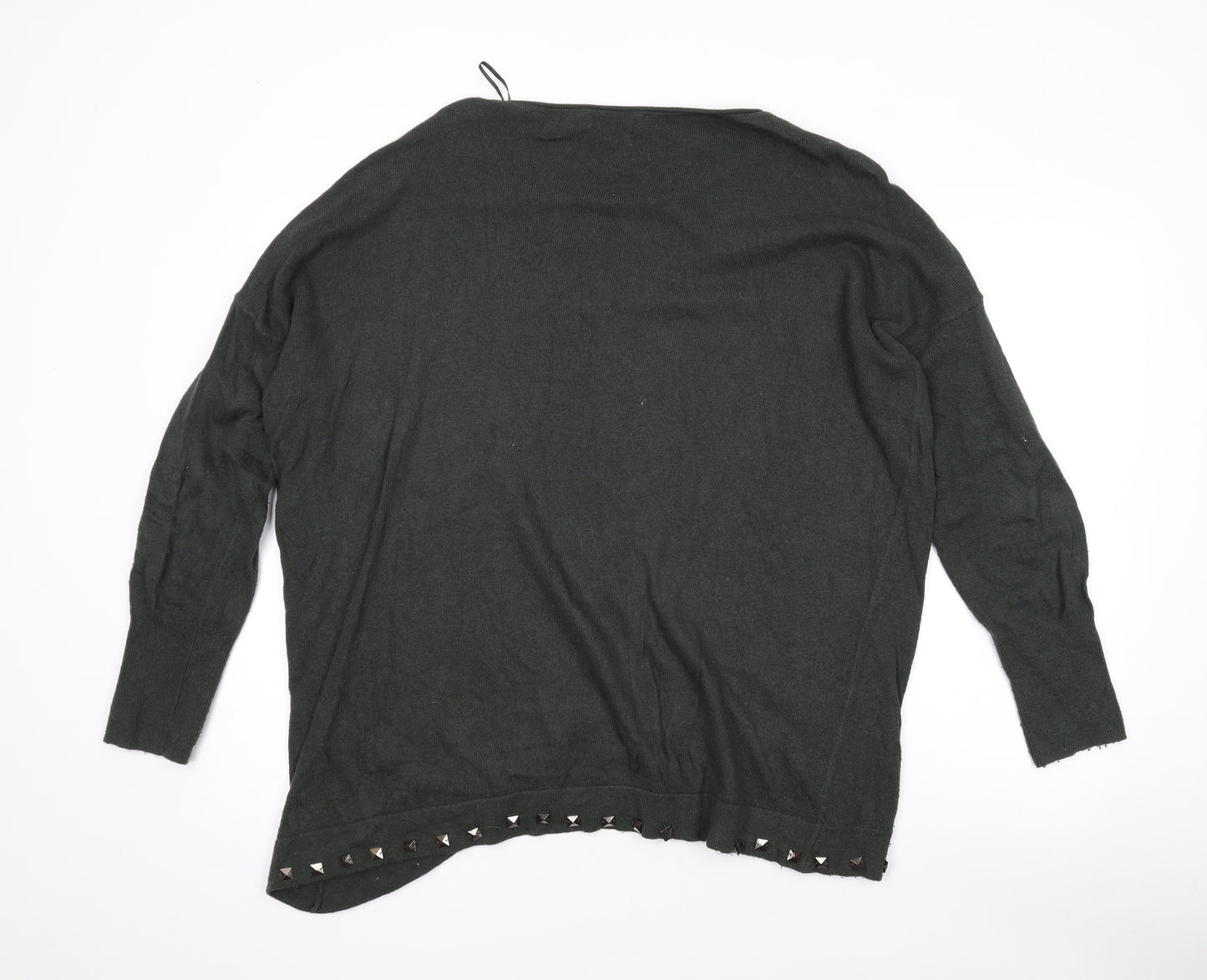 Mint Velvet Womens Green Round Neck Cotton Pullover Jumper Size XL