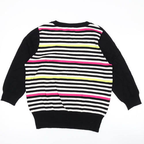 Planet Womens Multicoloured Round Neck Striped Viscose Pullover Jumper Size L