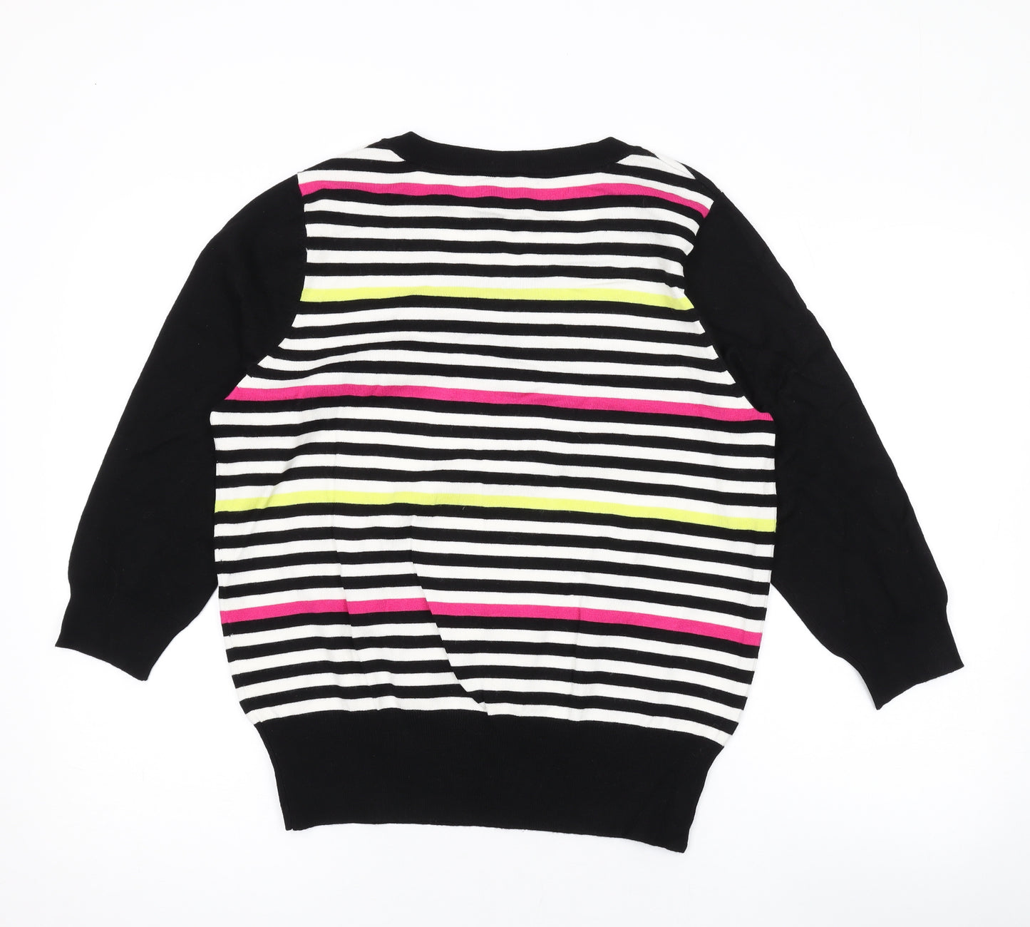 Planet Womens Multicoloured Round Neck Striped Viscose Pullover Jumper Size L