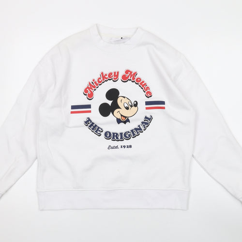 Disney Womens White Polyester Pullover Sweatshirt Size XS Pullover