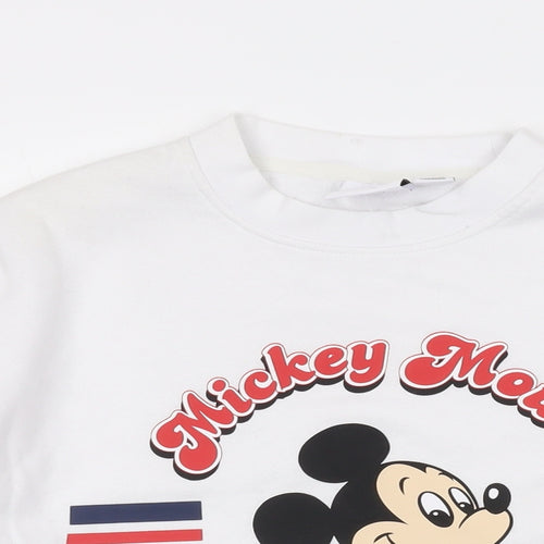 Disney Womens White Polyester Pullover Sweatshirt Size XS Pullover