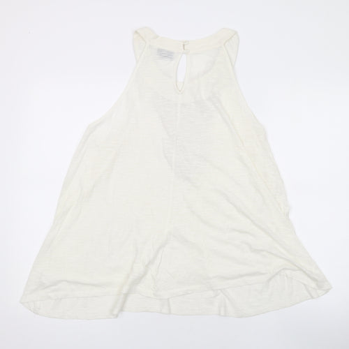 Topshop Womens Beige Polyester Basic T-Shirt Size 14 Round Neck - Sequins