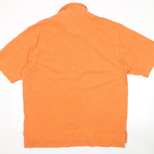 Marks and Spencer Mens Orange Cotton Polo Size L Collared Button