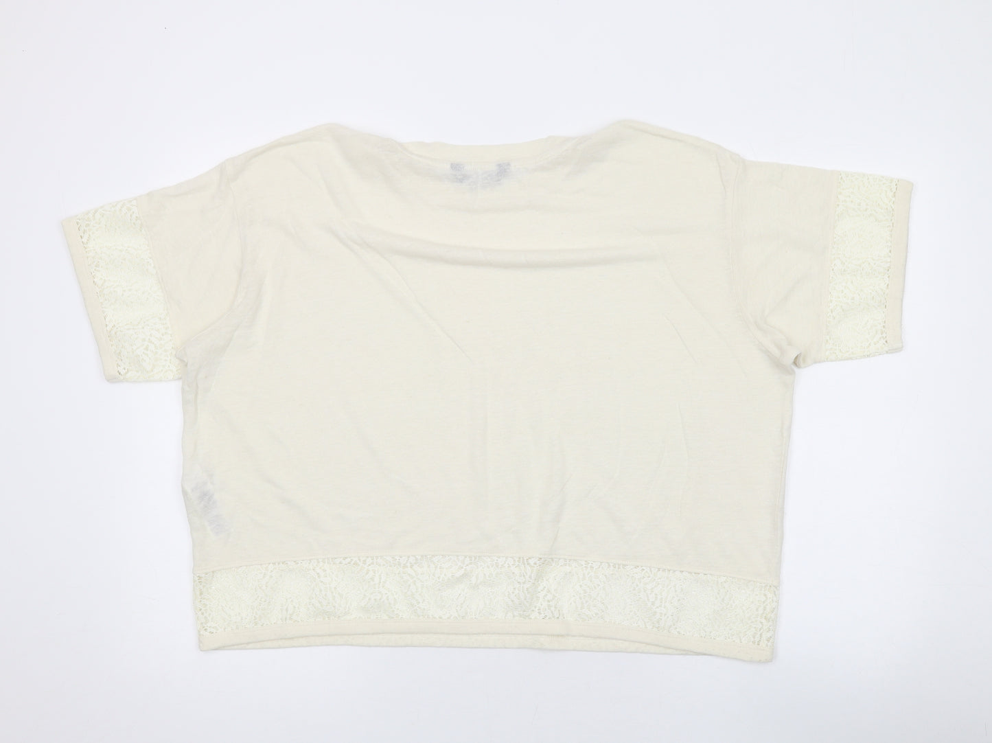 Marks and Spencer Womens Ivory Linen Basic T-Shirt Size 18 Round Neck