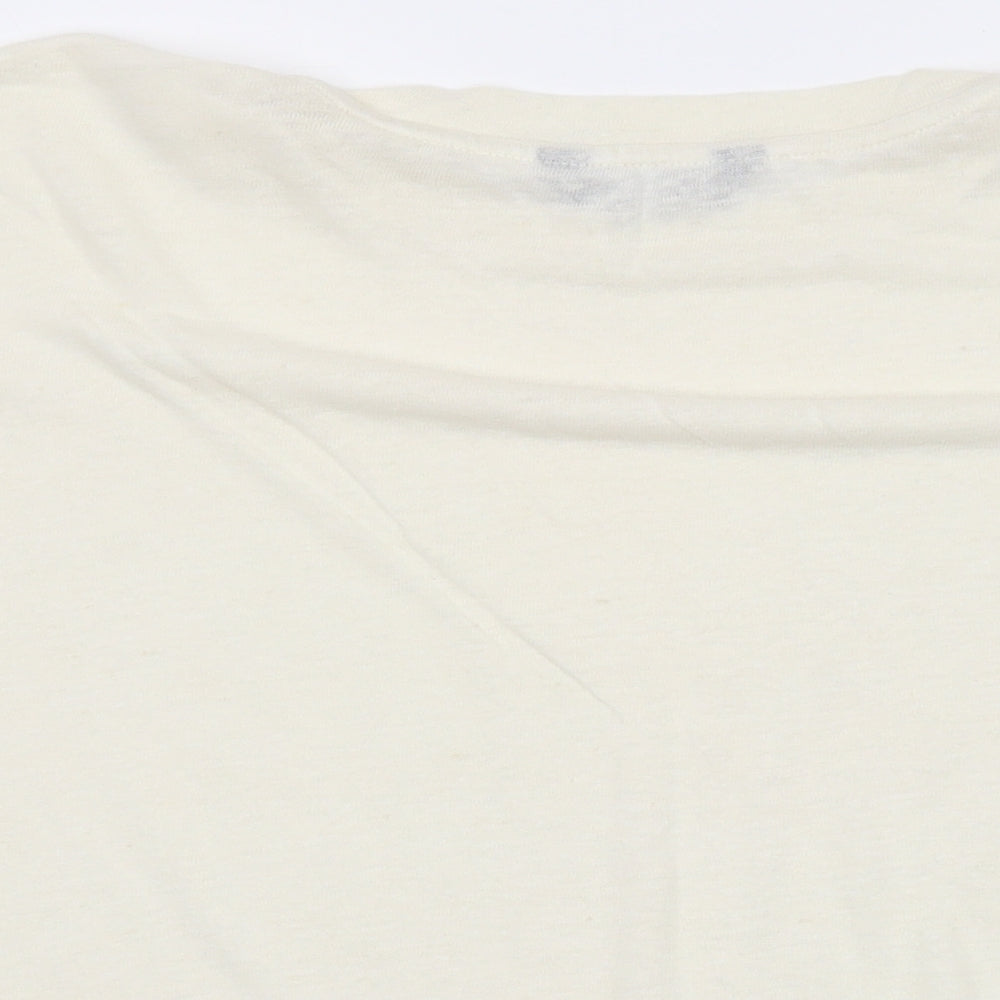 Marks and Spencer Womens Ivory Linen Basic T-Shirt Size 18 Round Neck
