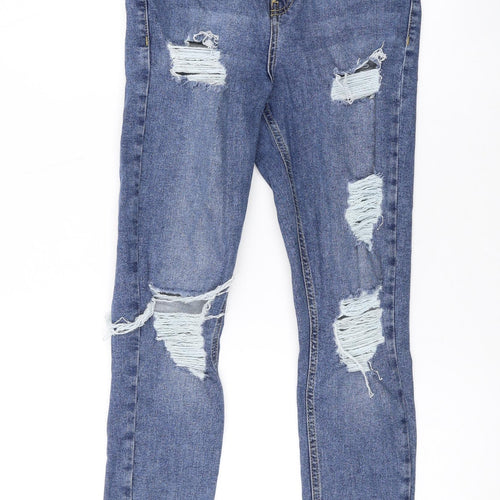 Topshop Womens Blue Cotton Skinny Jeans Size 28 in L25 in Regular Zip