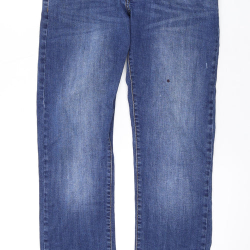 Crosshatch Mens Blue Cotton Straight Jeans Size 32 in L30 in Regular Button
