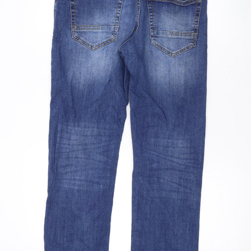 Crosshatch Mens Blue Cotton Straight Jeans Size 32 in L30 in Regular Button