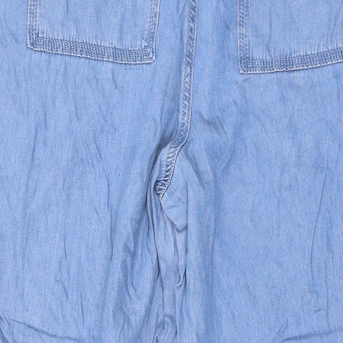 NEXT Womens Blue Lyocell Trousers Size 12 L24 in Regular Zip