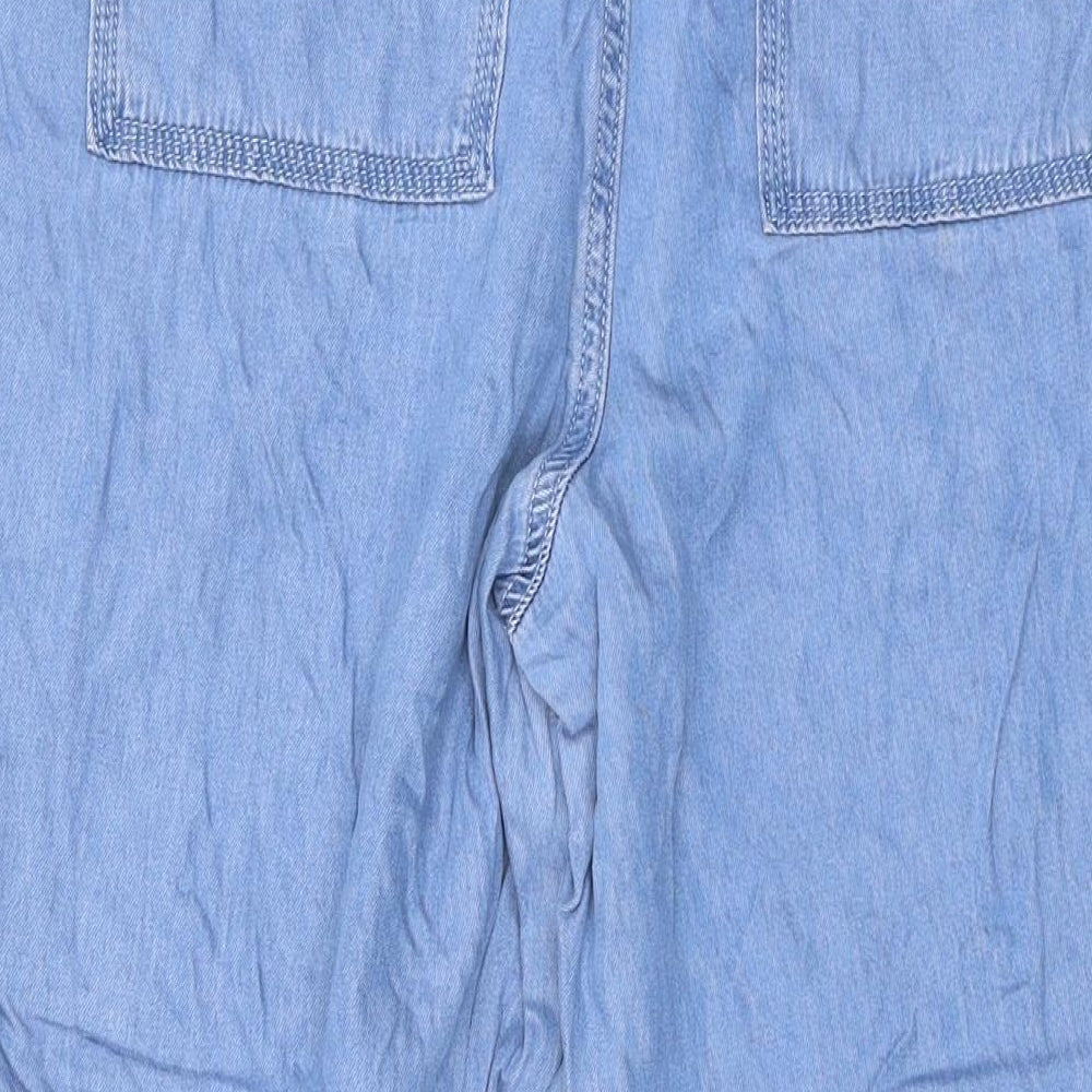 NEXT Womens Blue Lyocell Trousers Size 12 L24 in Regular Zip