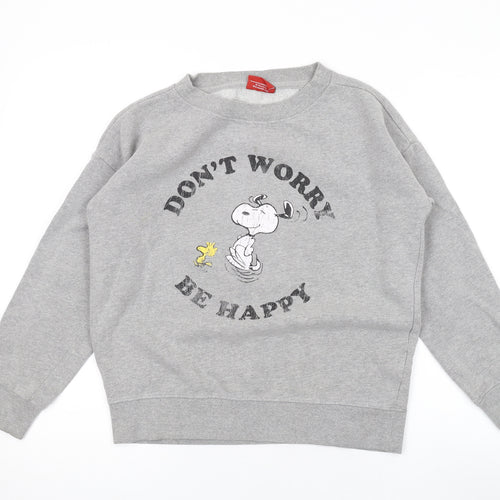 Peanuts Womens Grey Cotton Pullover Sweatshirt Size S Pullover