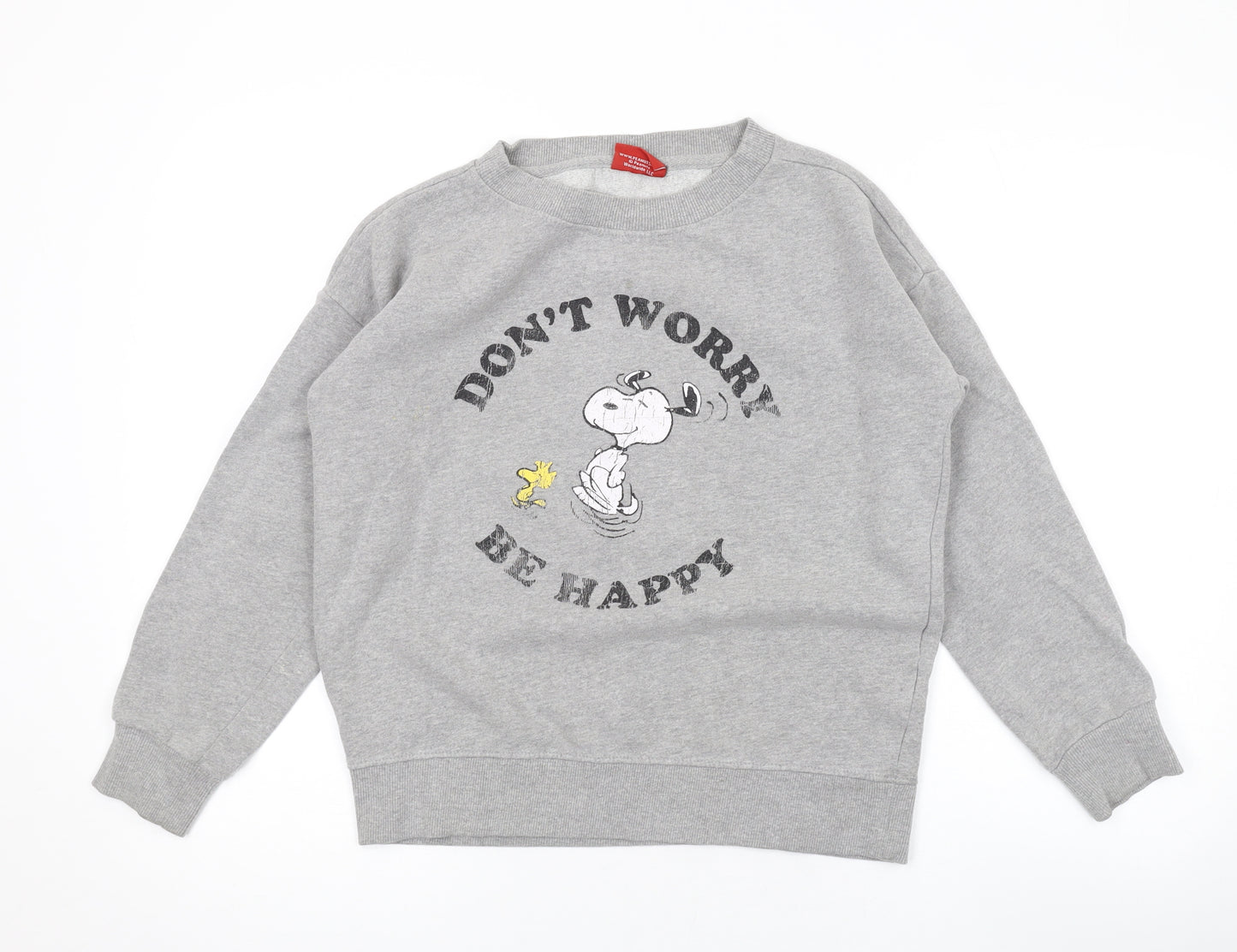 Peanuts Womens Grey Cotton Pullover Sweatshirt Size S Pullover