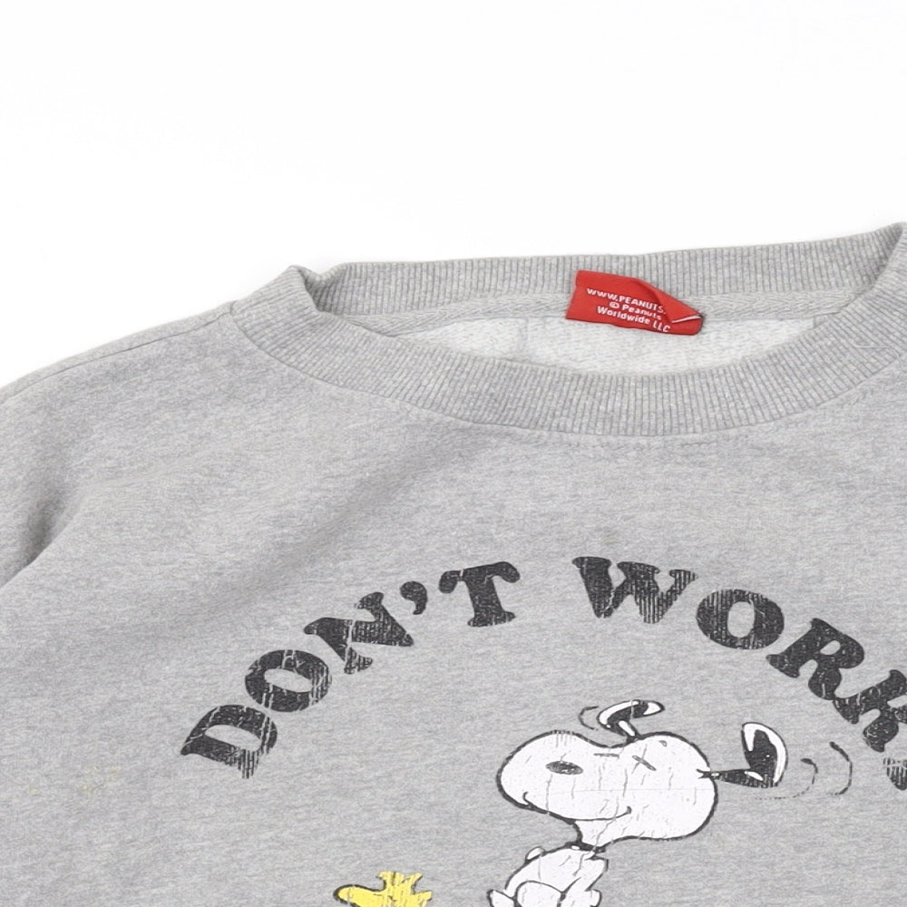 Peanuts Womens Grey Cotton Pullover Sweatshirt Size S Pullover
