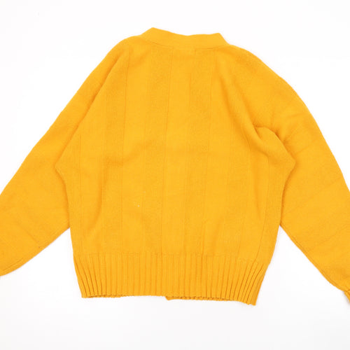 NEXT Womens Yellow V-Neck Acrylic Cardigan Jumper Size XS
