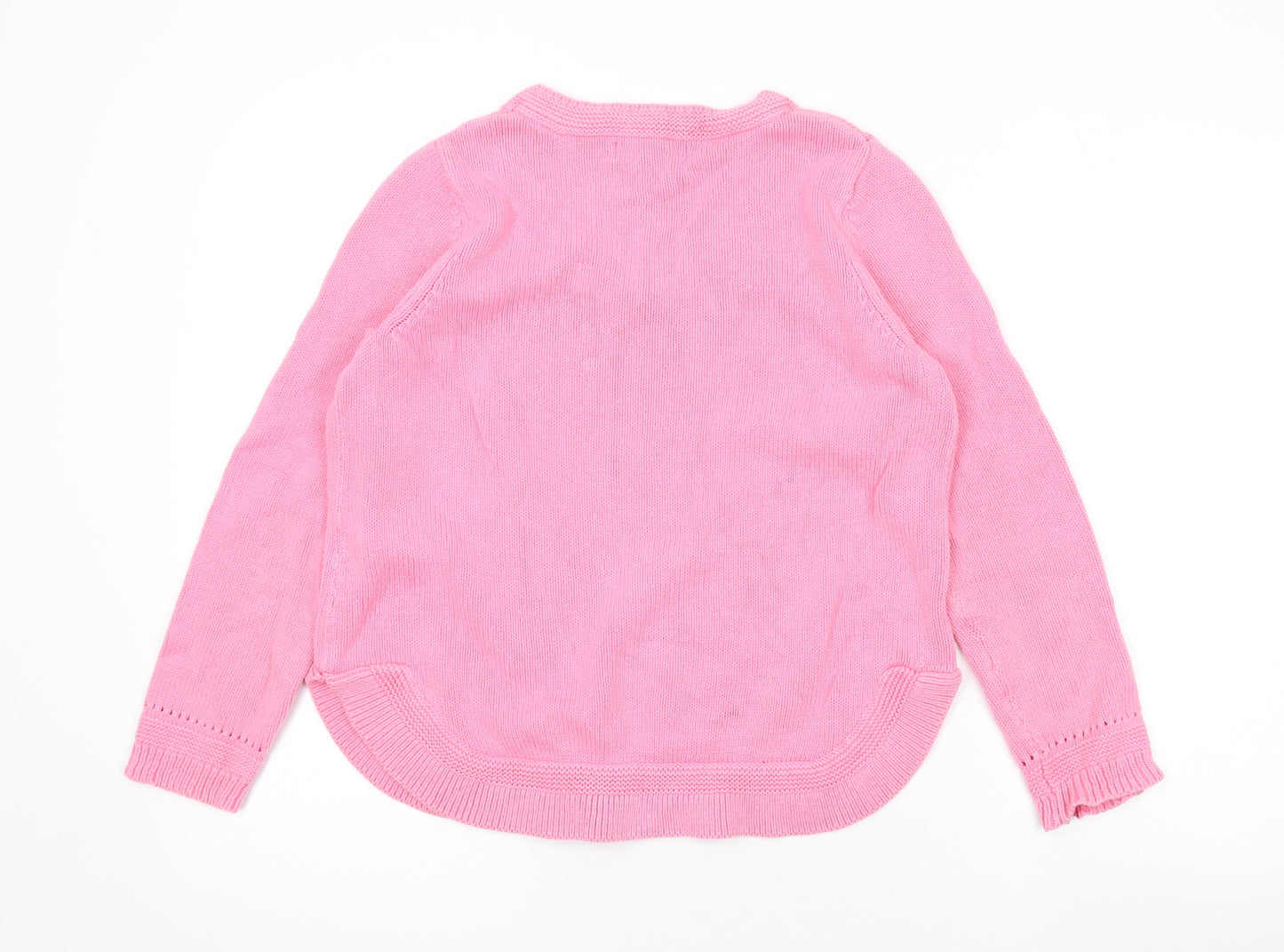 Marks and Spencer Womens Pink V-Neck Cotton Pullover Jumper Size 12