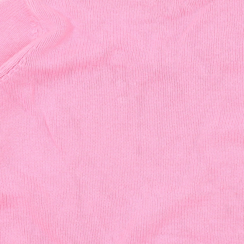 Marks and Spencer Womens Pink V-Neck Cotton Pullover Jumper Size 12