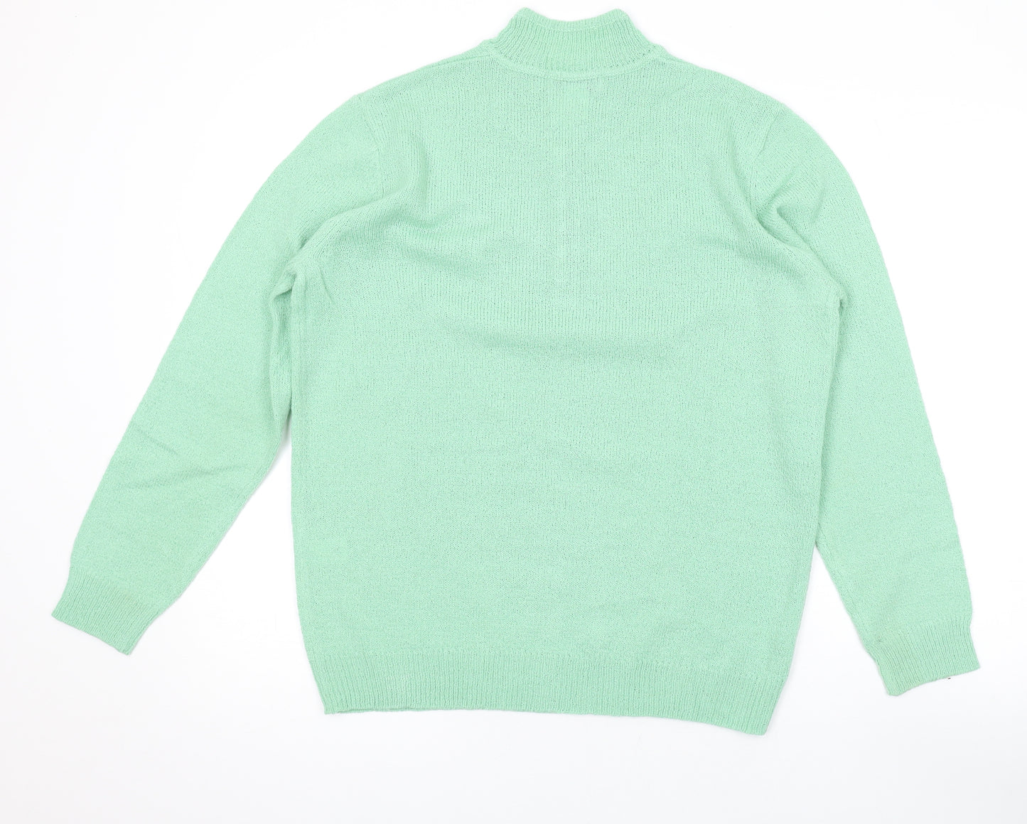 Charmance Womens Green V-Neck Acrylic Pullover Jumper Size 18