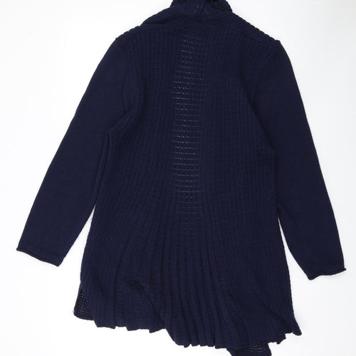 Future Lady Womens Blue V-Neck Acrylic Cardigan Jumper Size S