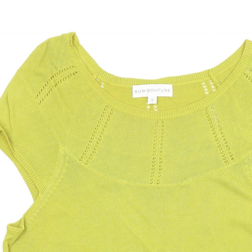 Sub-Couture Womens Green Viscose Basic T-Shirt Size 12 Round Neck
