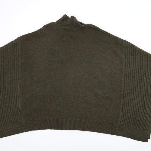 Oasis Womens Green Mock Neck Acrylic Cape Jumper Size M
