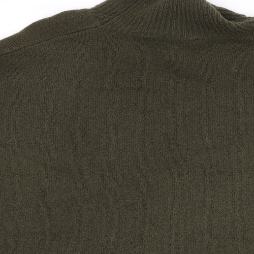 Oasis Womens Green Mock Neck Acrylic Cape Jumper Size M