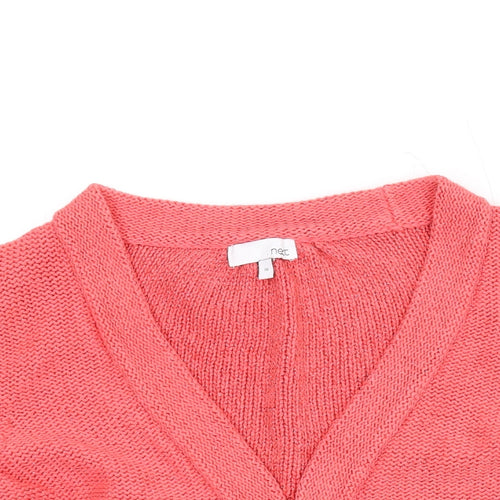NEXT Womens Pink V-Neck Cotton Cardigan Jumper Size 10