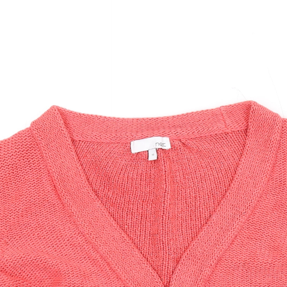 NEXT Womens Pink V-Neck Cotton Cardigan Jumper Size 10
