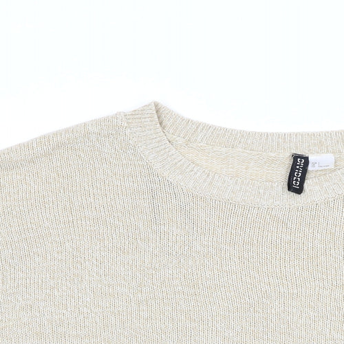 Divided by H&M Womens Beige Round Neck Acrylic Pullover Jumper Size L