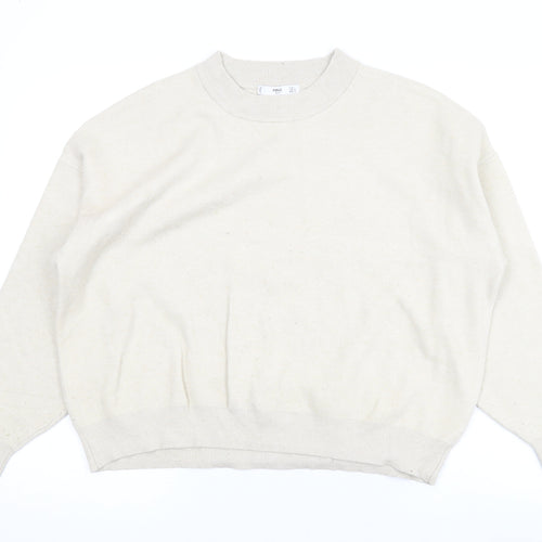 Mango Womens Beige Mock Neck Acrylic Pullover Jumper Size L