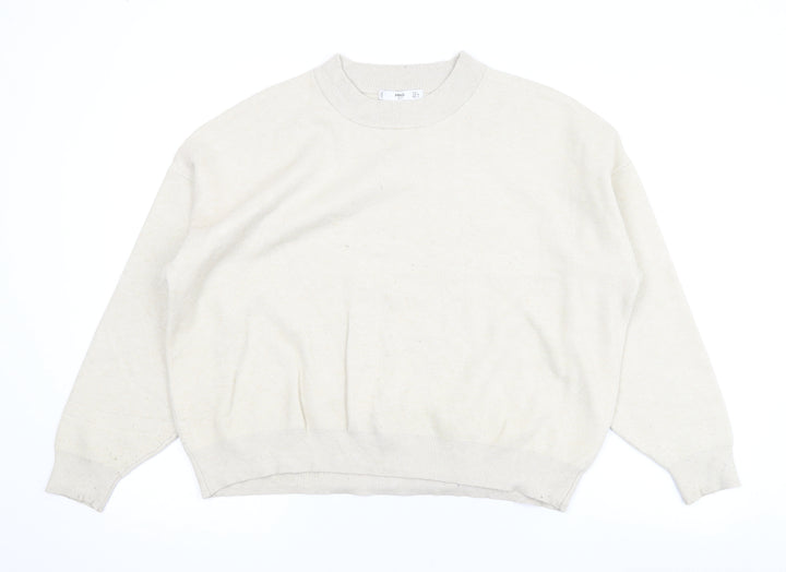 Mango Womens Beige Mock Neck Acrylic Pullover Jumper Size L
