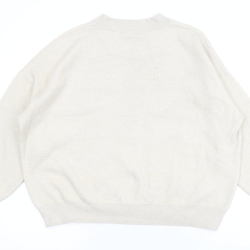 Mango Womens Beige Mock Neck Acrylic Pullover Jumper Size L