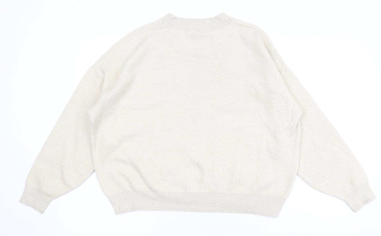 Mango Womens Beige Mock Neck Acrylic Pullover Jumper Size L