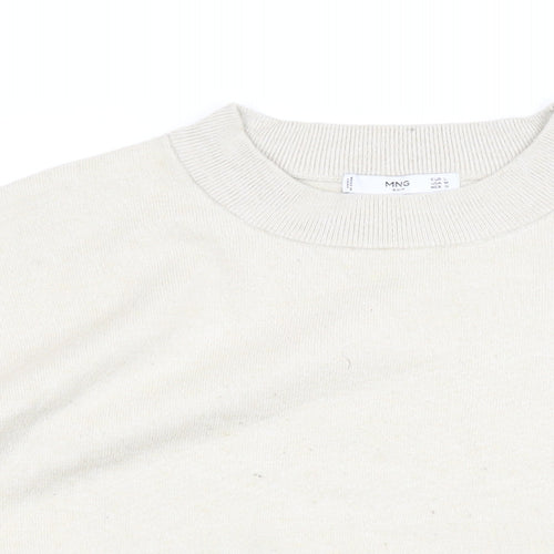 Mango Womens Beige Mock Neck Acrylic Pullover Jumper Size L