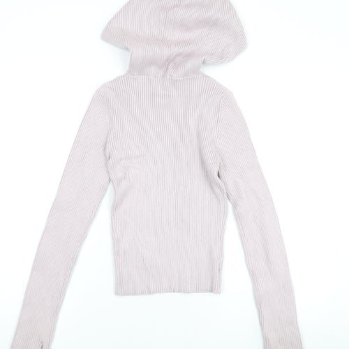 Zara Womens Purple Vinyl Pullover Hoodie Size L Pullover
