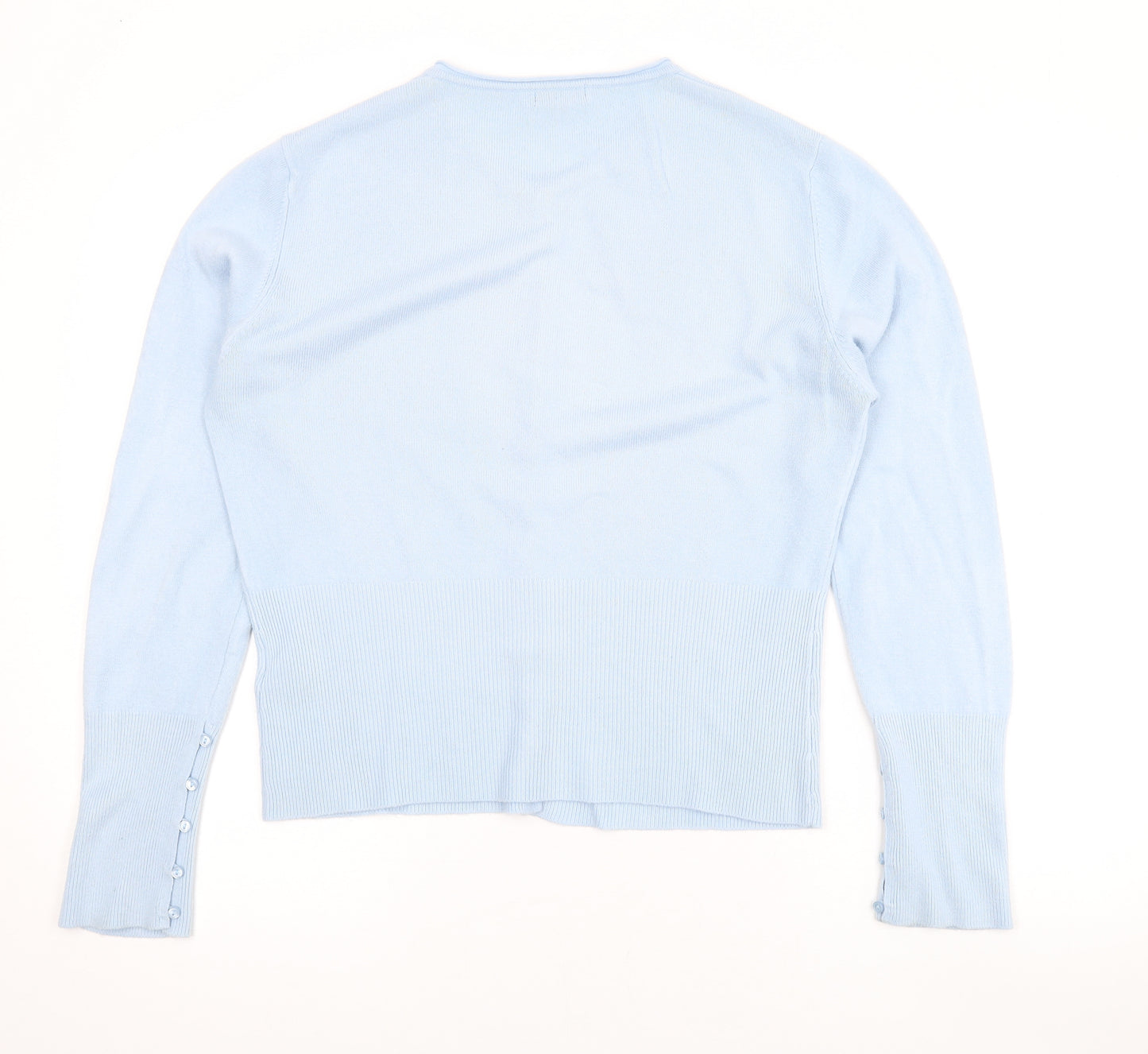 Per Una Womens Blue Round Neck Acrylic Cardigan Jumper Size 18