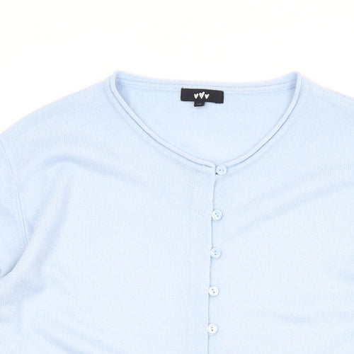 Per Una Womens Blue Round Neck Acrylic Cardigan Jumper Size 18