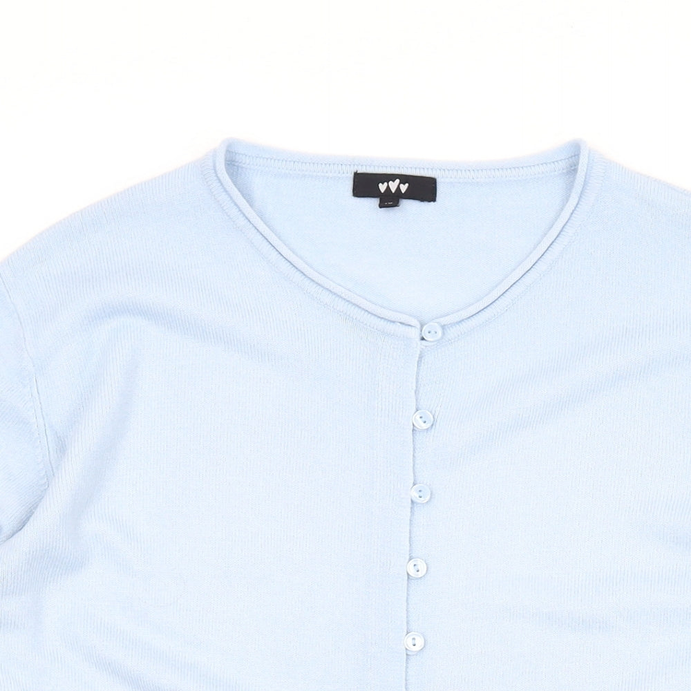 Per Una Womens Blue Round Neck Acrylic Cardigan Jumper Size 18